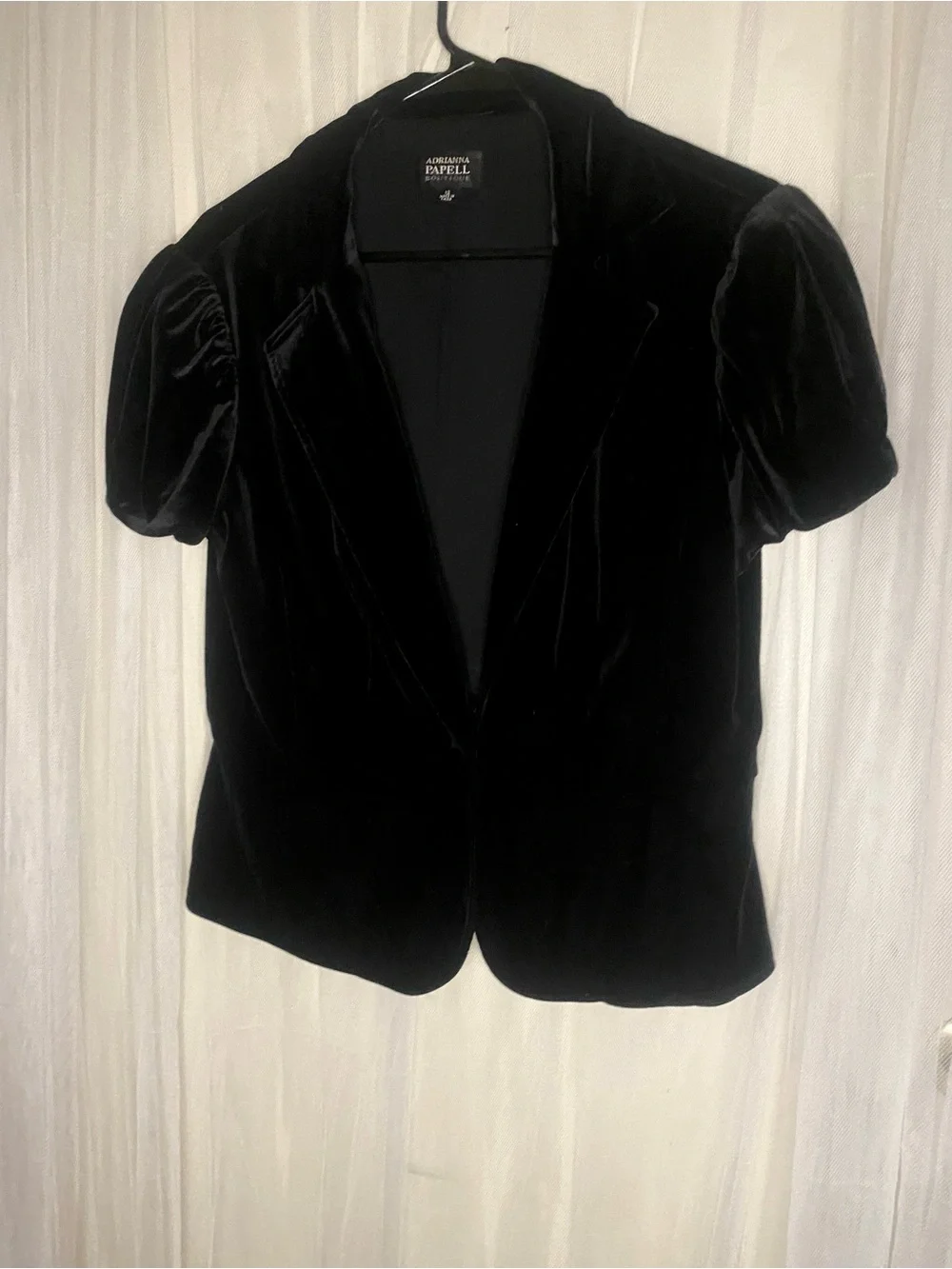 Vintage 1990’s Adrianna Papell Black Velvet Short Sleeve Cropped Blazer SZ 12